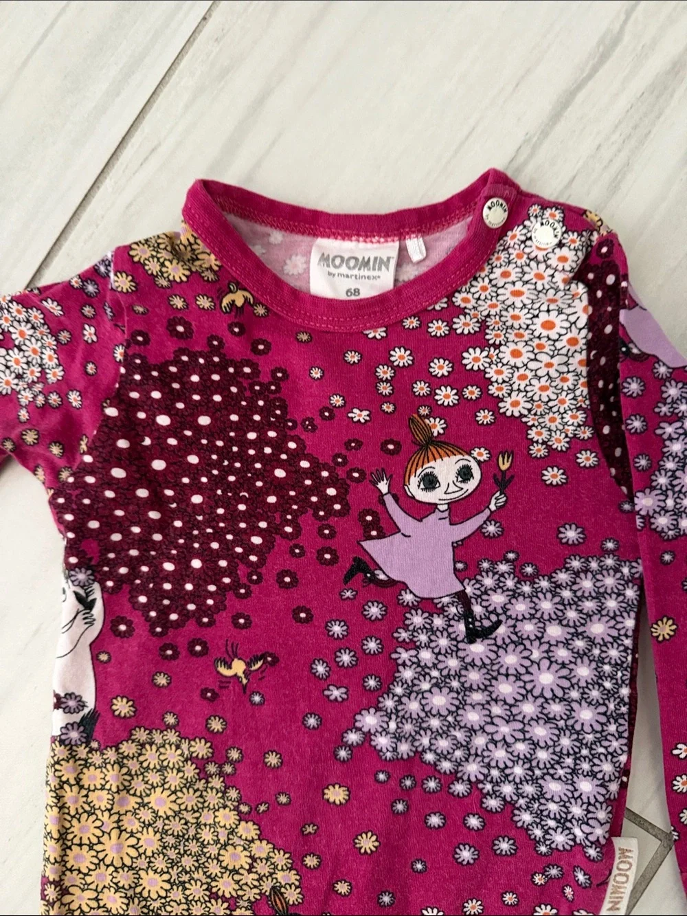 Moomin Characters Cotton Magenta Long-Sleeve Baby Bodysuit 3-6M/68cm